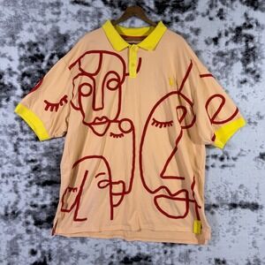 Frost Originals Polo Shirt Mens 3XB Embroidered Face Y2K Streetwear Casual
